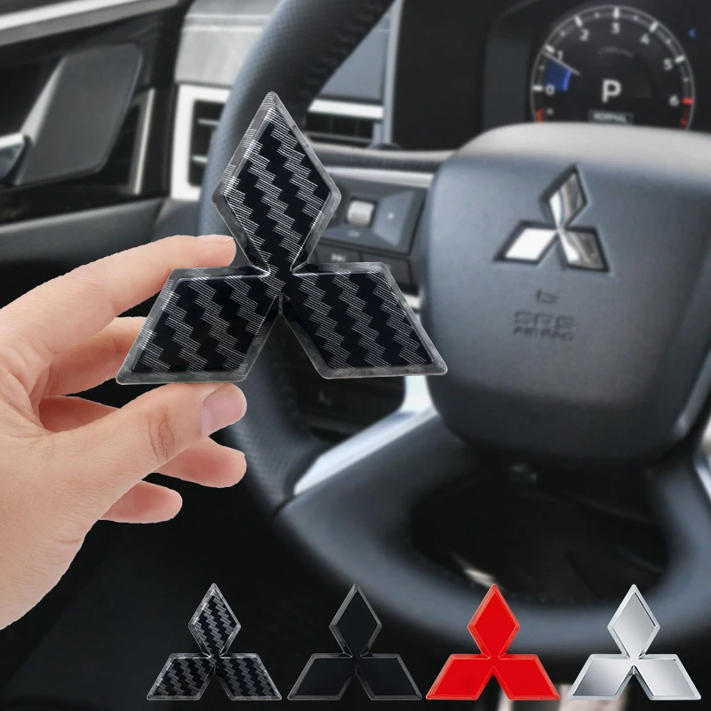 1 قطعة ألياف الكربون عجلة توجيه سيارة مركز شعار ملصق لميتسوبيشي أوتلاندر RalliArt ASX باجيرو لانسر ديكور داخلي