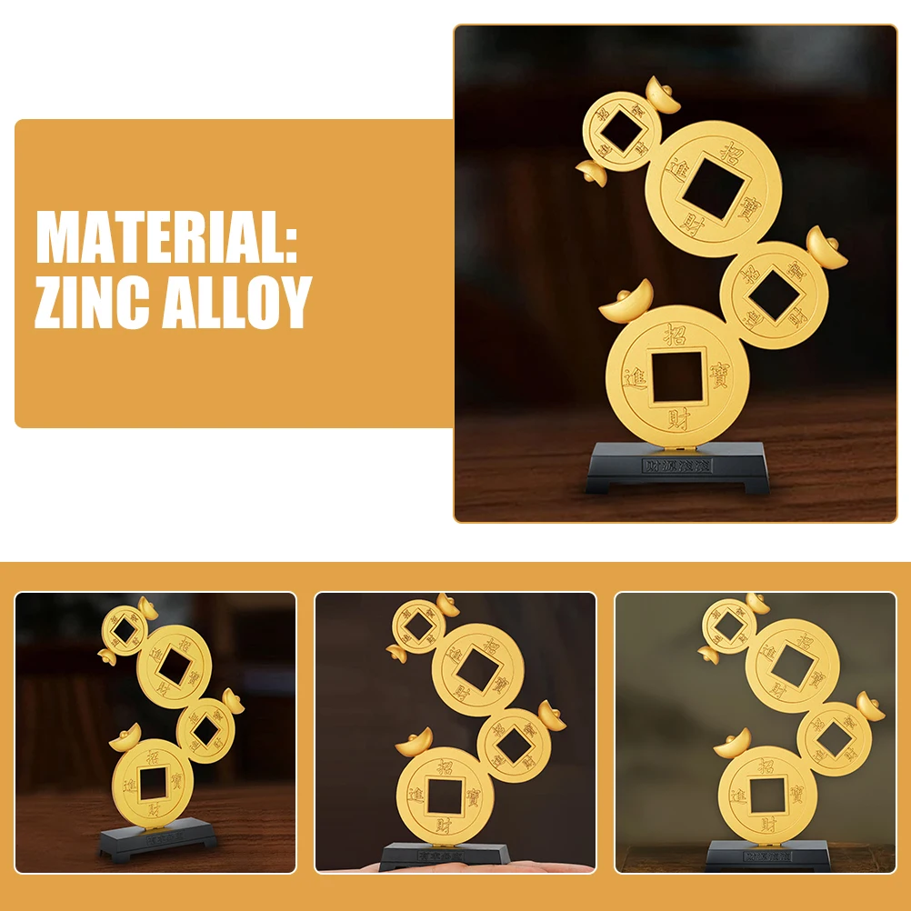 

Copper Coin Wealth Statue Exquisite Desktop Ornament Office Home Decoration Chinese Copper Coin Craft Adornment Feng Shui Decor
