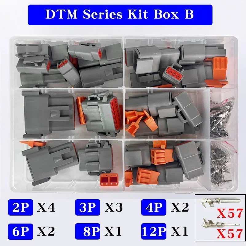 1/5/10 Boxes Deutsch DTM Series Kit Repair Tool Box DTM06-2/3/4/6/8/12S DTM04-2/3/4/6/8/12P Automotive Sealed Plug With Terminal