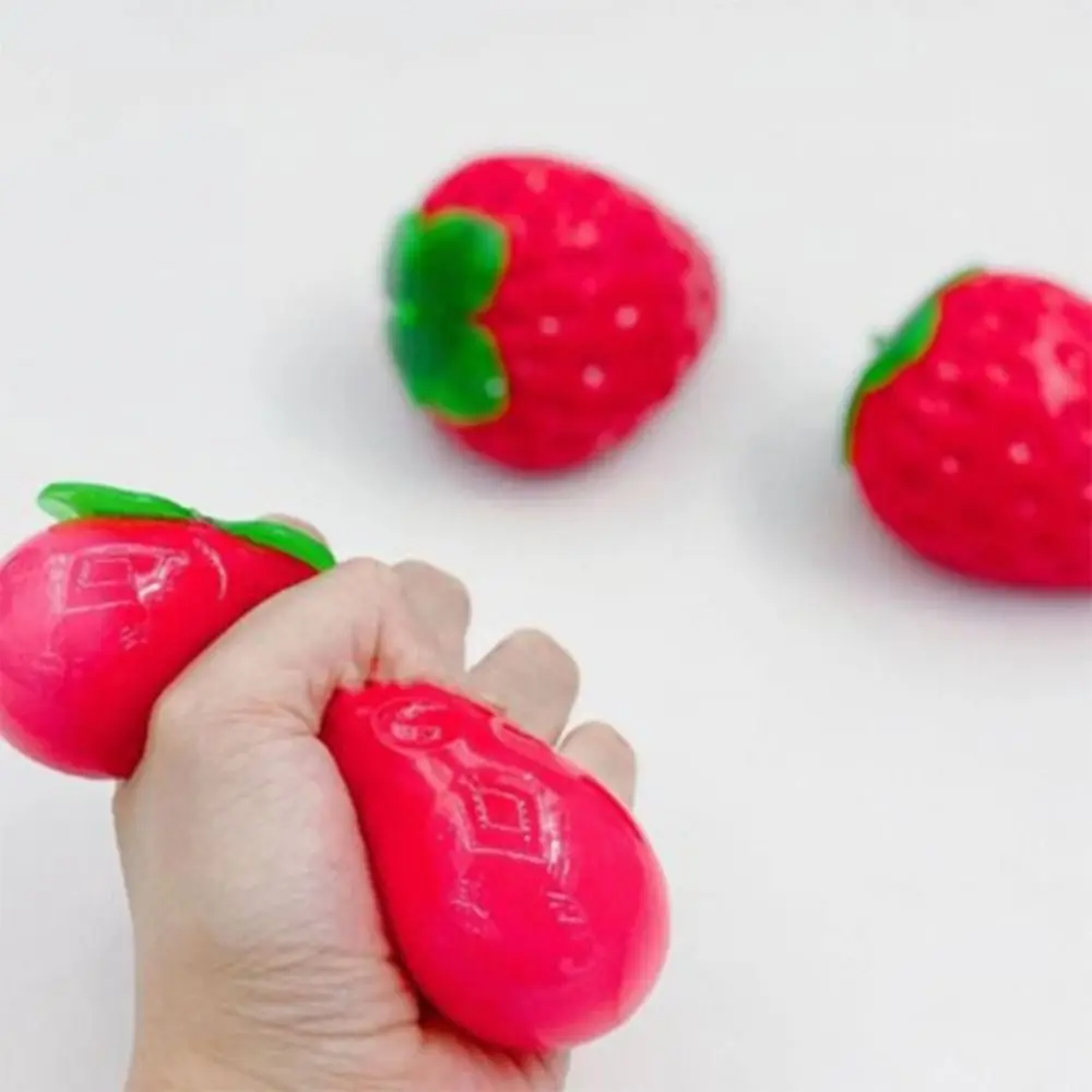 Simulation de fraises décolorées qui change de couleur, à presser, Fidget TPR, pincement, décompression, poupée sensorielle délicate, blagues pratiques