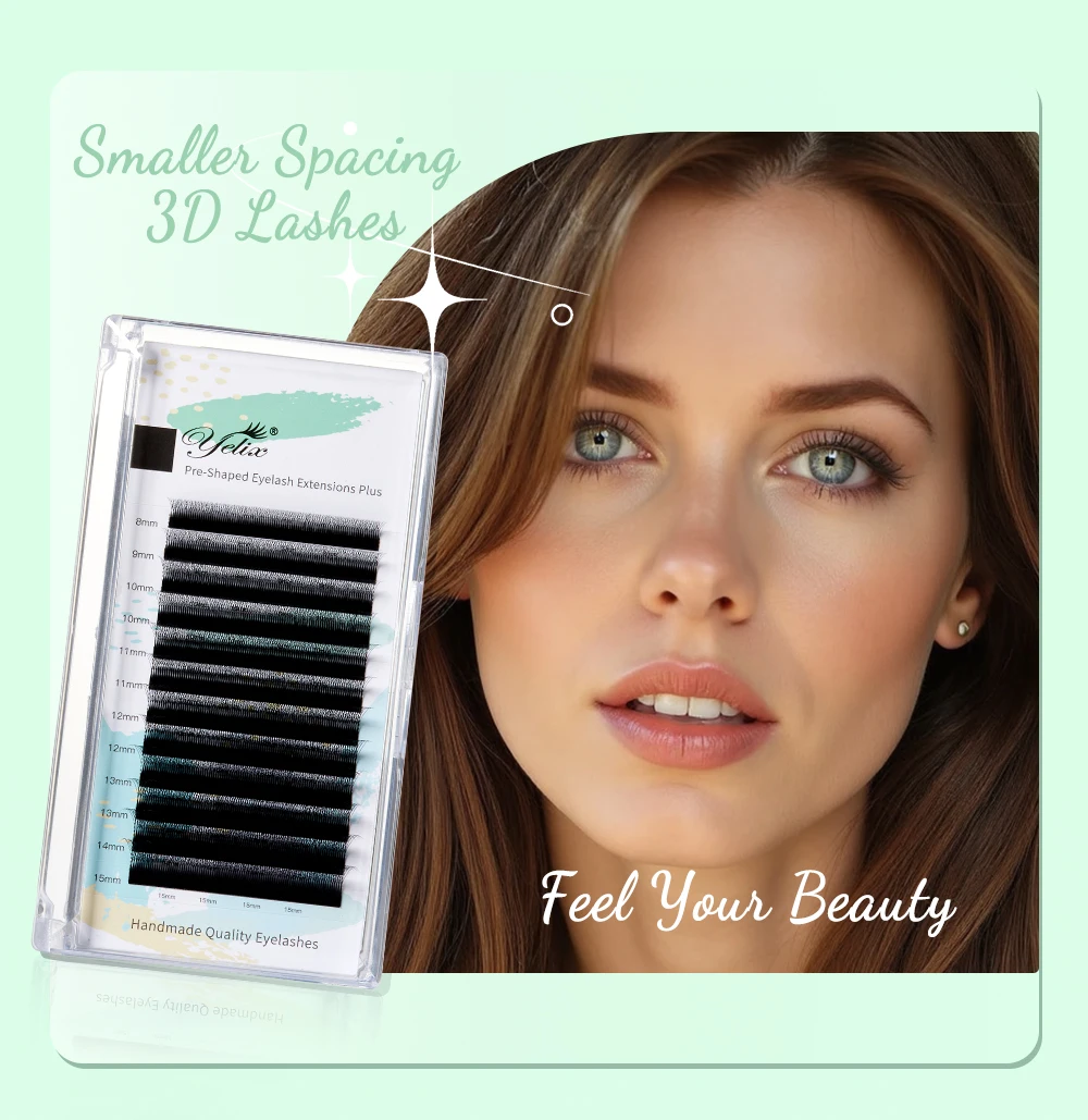 Yelix 3D Vorgefertigte Fächer-Wimpernverlängerungen mit kleinerem Abstand, schmaler Form, weiche Kunstwimpern für Salon & Professionelle Großhandels-Wimpernprodukte – Detail 4