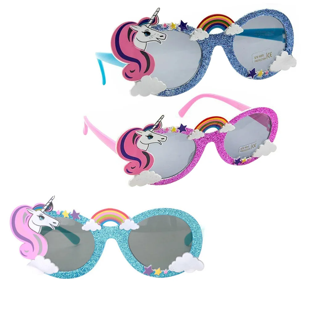 

3pcs Cartoon Unicorn Glasses Party Dress Up Props Durable Plastic Costume Eyewear For Kids Adults Festival Night Outdoor Events