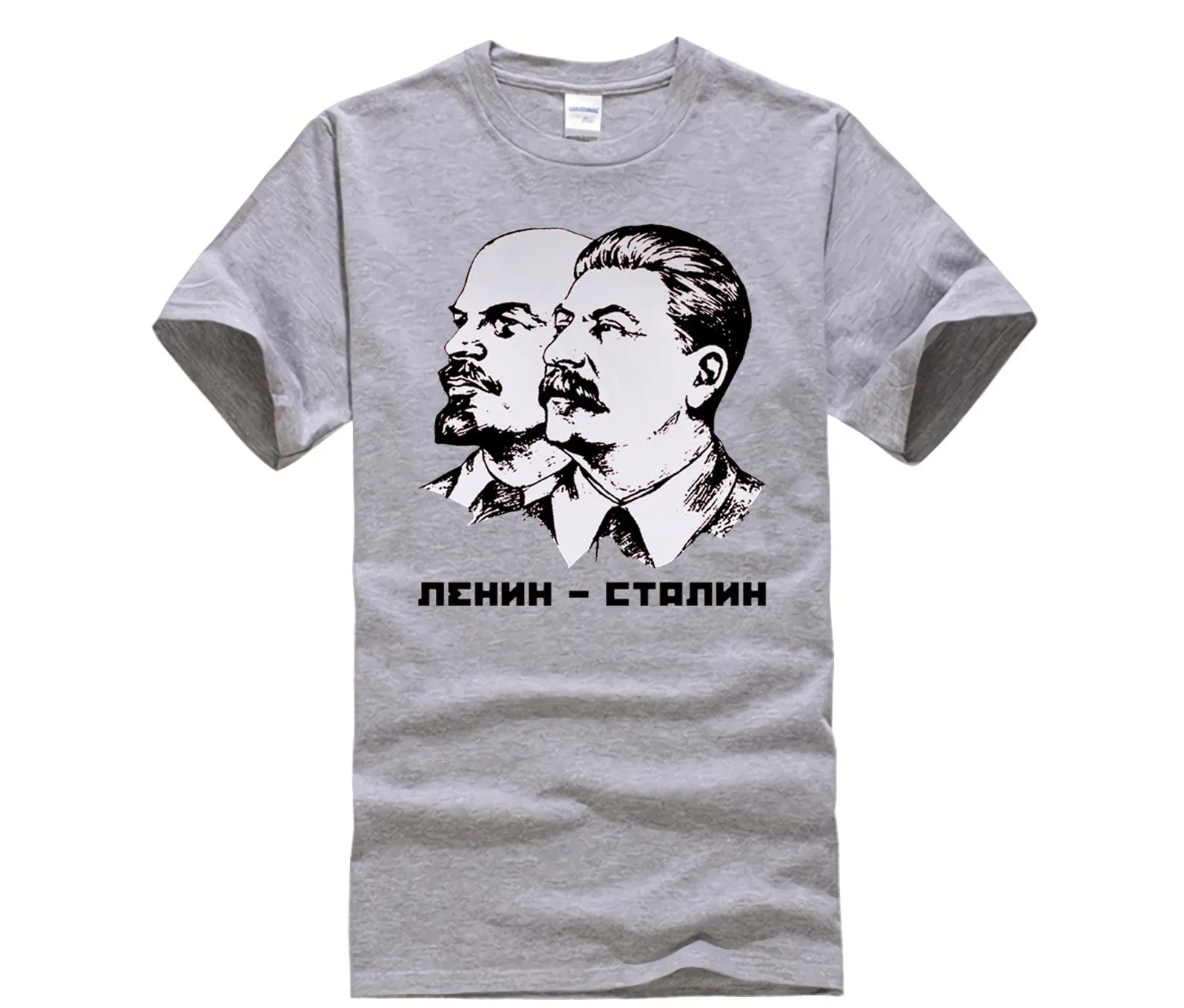 Hot men\'s fun casual print T-shirt Lenin And Stalin t shirt Top Lycra Cotton Men T Shirt