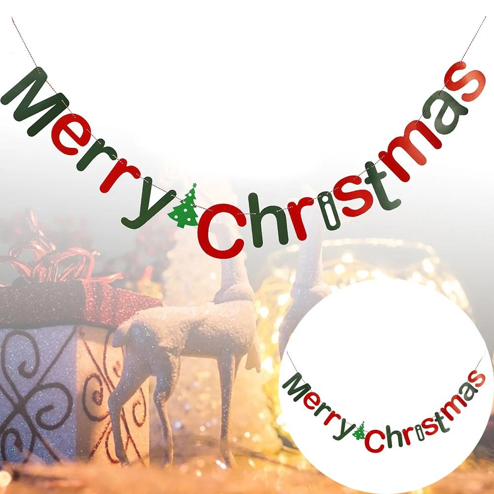 

3 Meters Christmas Tree Letter Bunting Garland Tear Resistant Non Woven Fabric Xmas Party Wedding Home Decorations Wall Door