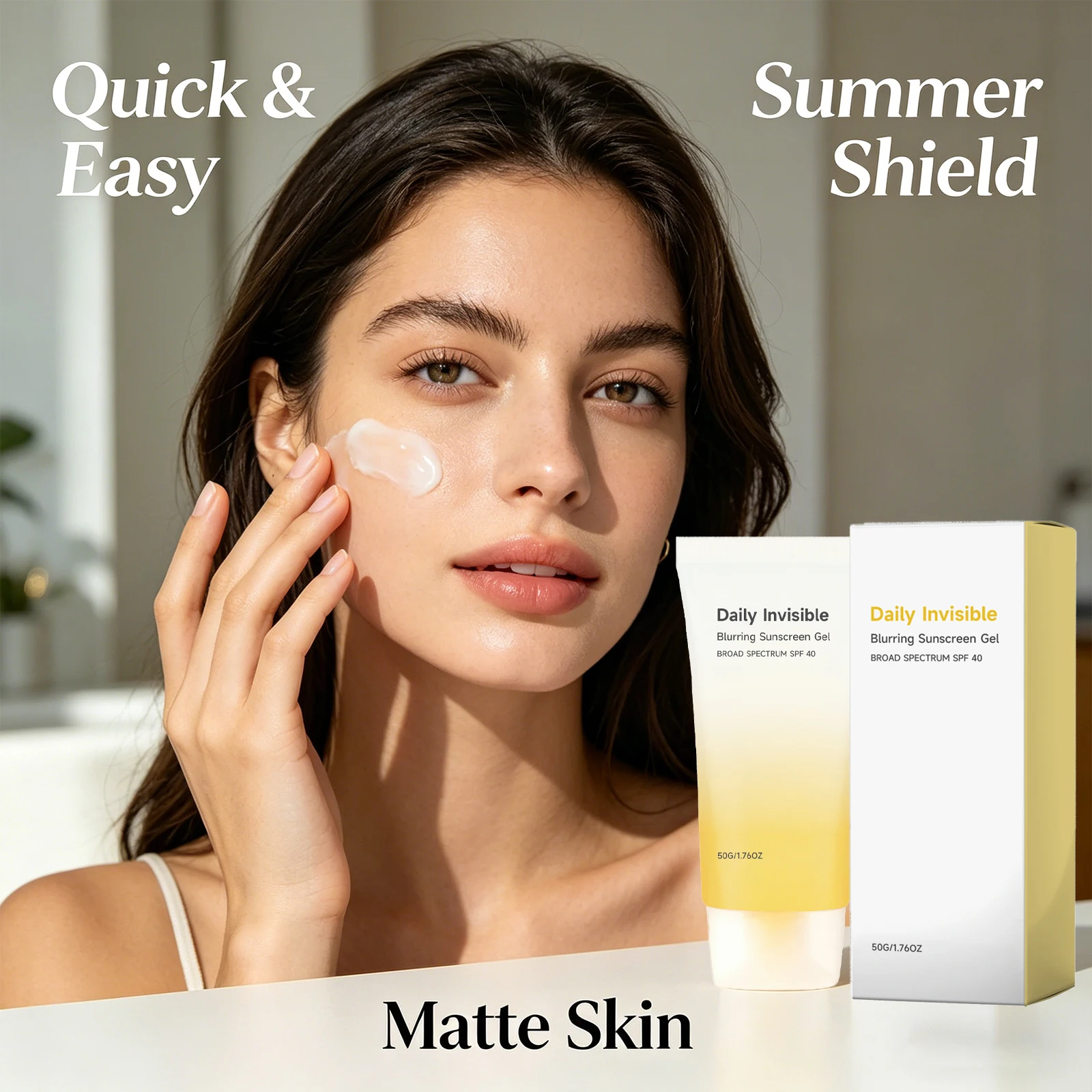 Invisible Sunscreen Gel Help Protect Against UV Ray Non-greasy Quick-Drying Sun Protection Lightweight Hydrating Sunscreen Cream