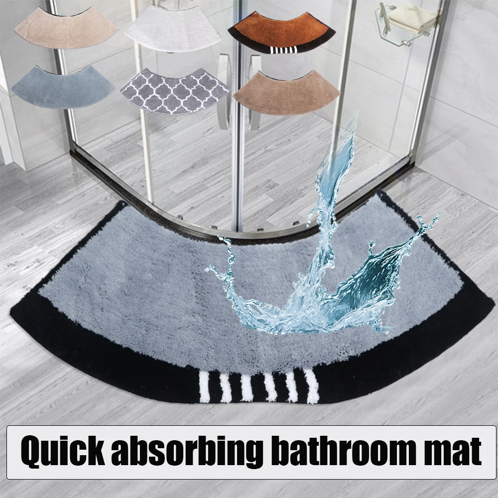 

1PC Non Slip Curved Bathroom Mats Absorbent Doormat Carpets Soft Absorbent Door Floor Mats Machine Washable Quick Drying 욕실 발매트