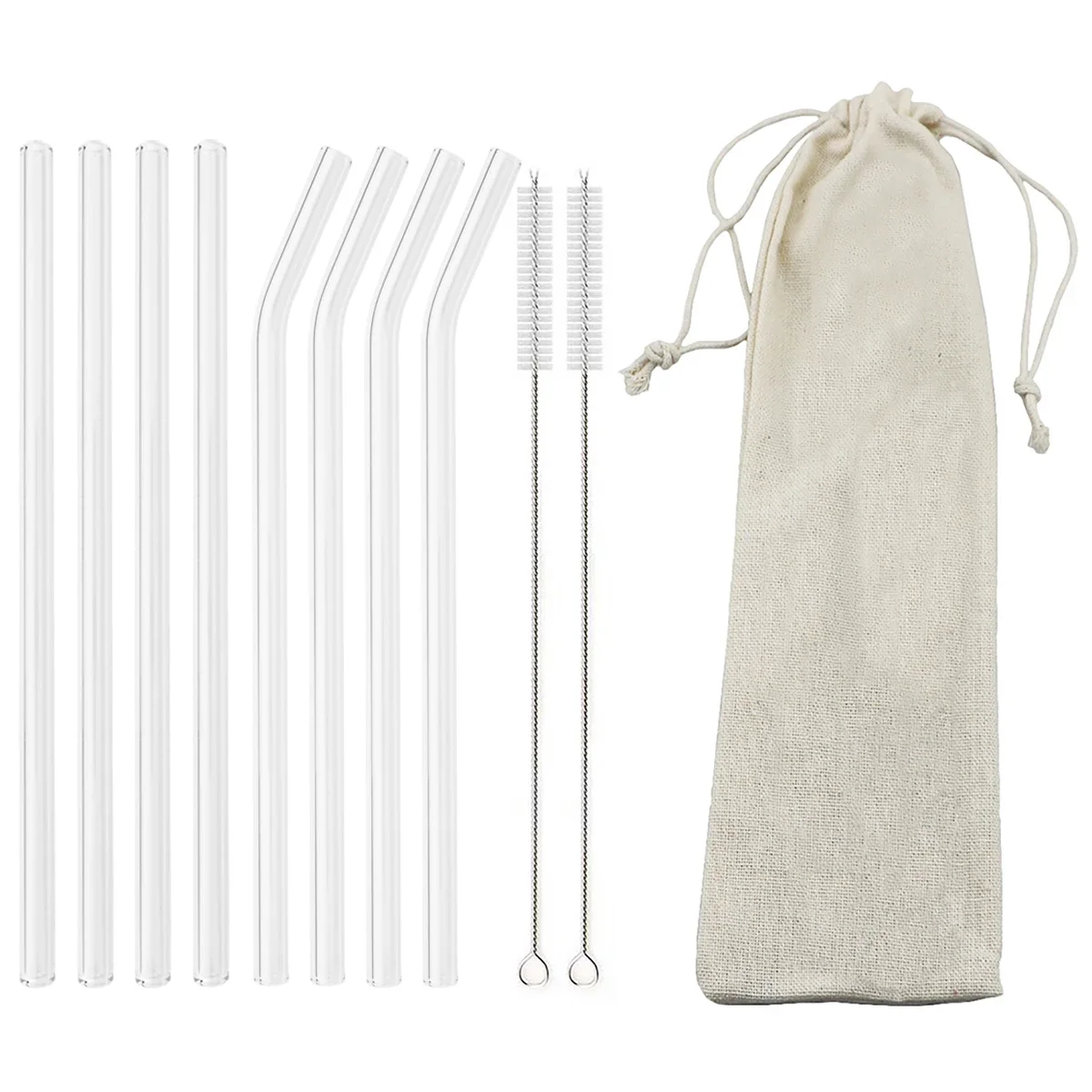 

High Borosilicate Glass Straw Set Reusable Eco Friendly Drinking Straw for Smoothies Cocktails Bar Accessories Straws with Brush