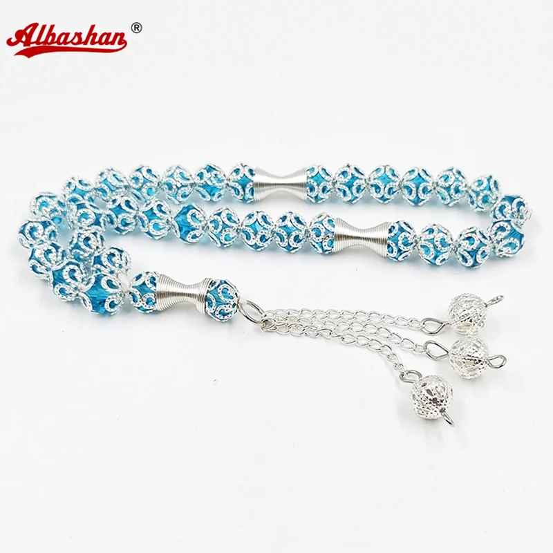 Tasbih Blue crystal muslim prayer bead islamic eid gifts misbaha accessories car hanging on the rear view mirror