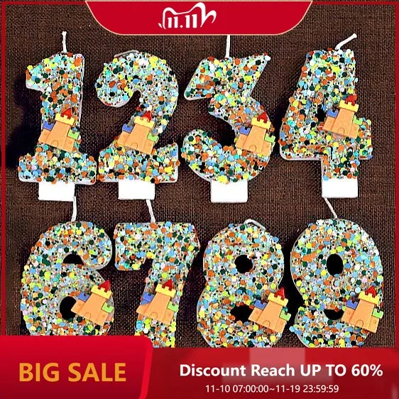 شموع لبنات بناء كعكة عيد الميلاد، شمعة رقم عيد الميلاد لمستلزمات كعكة عيد الميلاد للأولاد #1