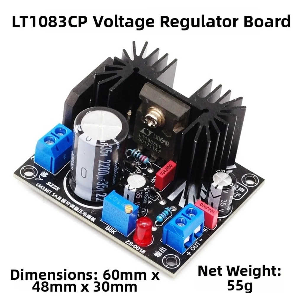 Adjustable DC Linear Regulated Power Supply Board With Aluminium Heat Sink Compatible With For LM317 LM338T Voltage Regulators