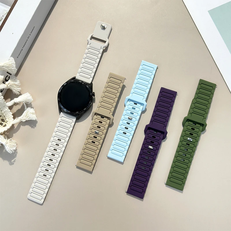 Cinturino 18mm 20mm 22mm per Samsung Galaxy watch 6/5/pro/4 Bracciale classico in silicone Huawei watch GT 4-2-2e-3-3 pro 46mm cinturini