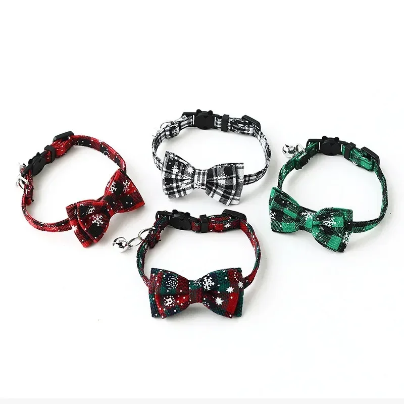 1pc Colorful Christmas Series Pet Collar Snowflake Bow Knot Dog Collar Cat Collar Cat Bow Tie Pet Christamas Dress-up Supplies