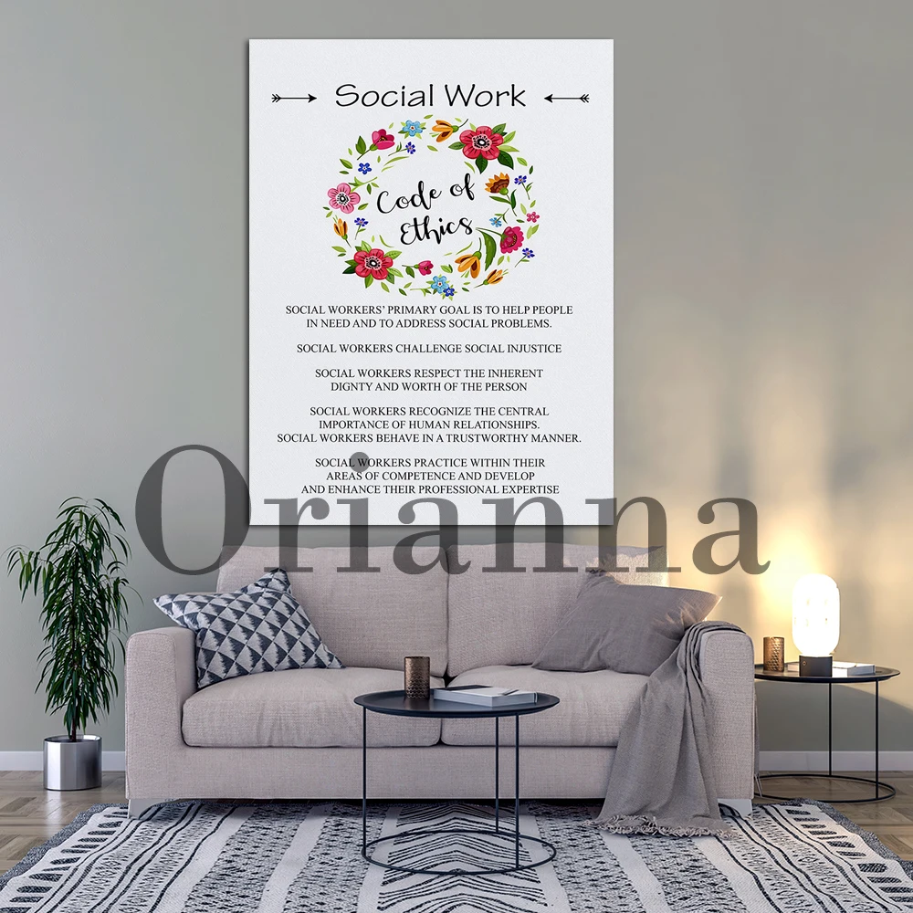 Home Decor Canvas Painting Social Work Code Of Ethics Picture Wall Art Hd Print Vubtage Medical Social Worker Modular Poster