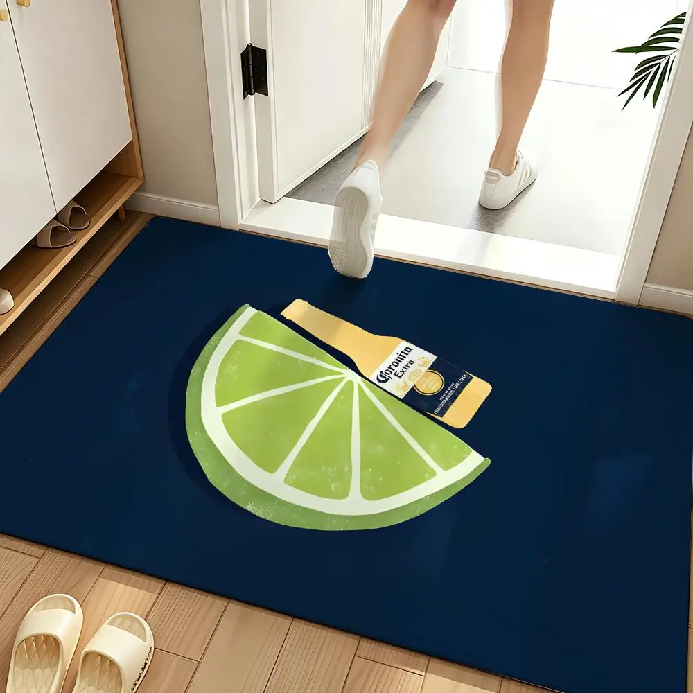 Beverage C-Corona Floor Mat Soft Flannel Entrance Door Mat Non Slip Absorbent Bathroom Bedroom Floor Rug
