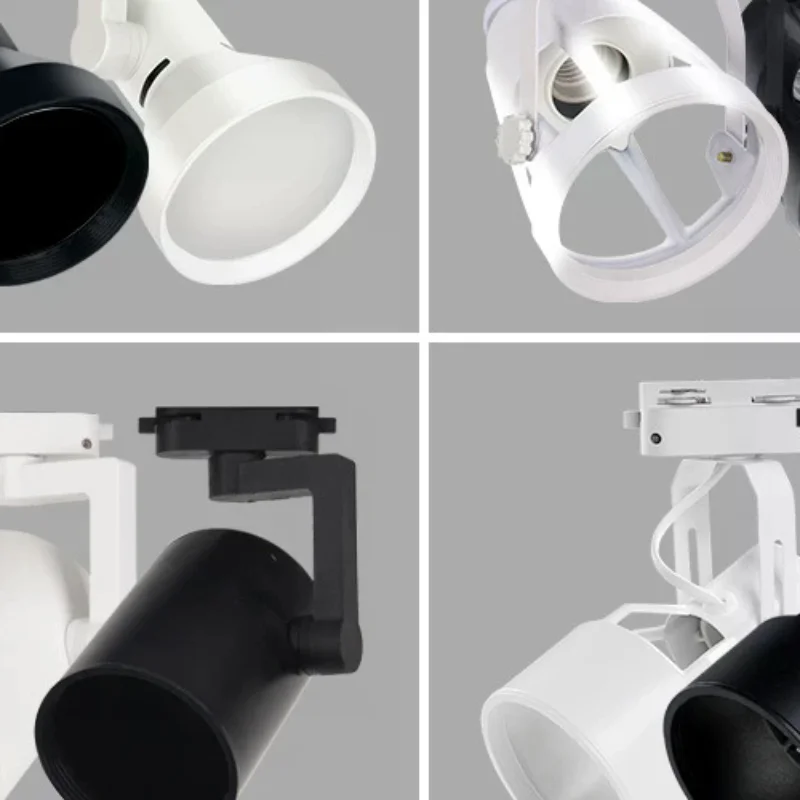 

PAR30 LED E27 Track Light Bracket Base 2/3Wires Rail Ceiling Lamps Holder Clothing Store Living Room Commercial Use