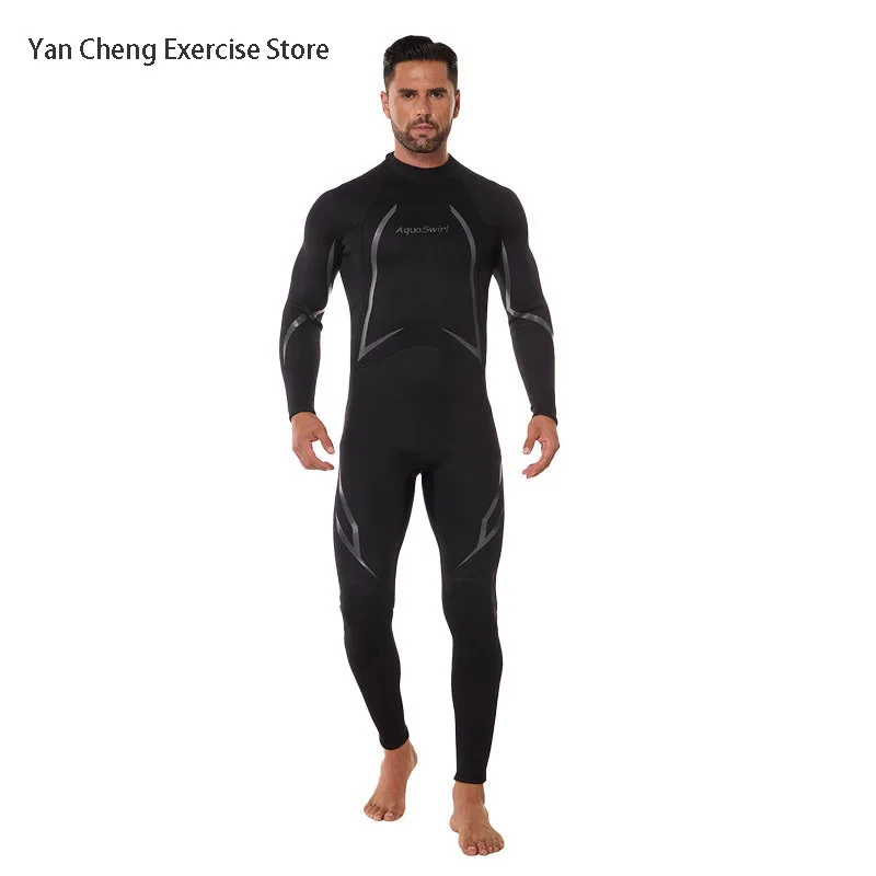 

3mm Long Sleeve Surfing Wetsuit for Men Neoprene Scuba Dive Wear Snorkeling Kayak Bathsuit Back Zip Sunscreen Swimming Jumpsuit