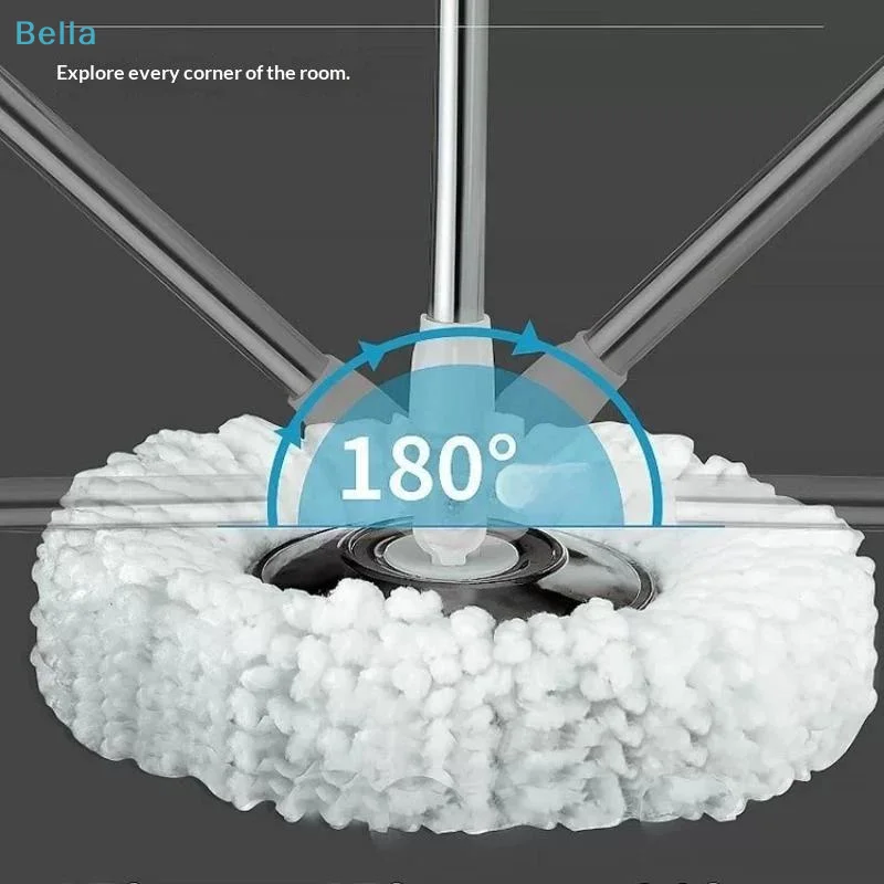 〔M〕Spin Mop Rotating Floor Mop Stainless Steel Handle Microfiber Mop Head Cleaning Mop For Home Kitchen Bathroom Floor Cleaning