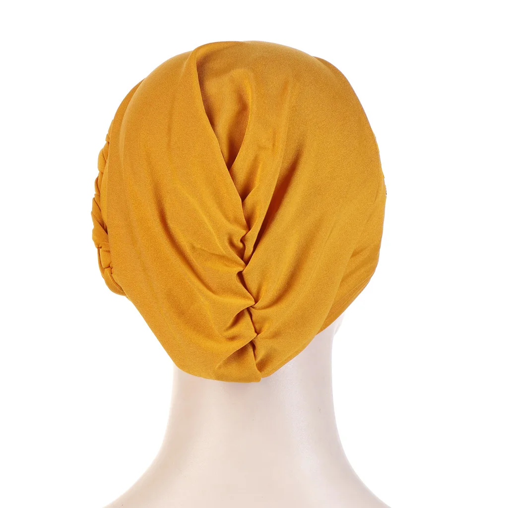 Islamic Pearl Milk Silk Braid Turban Muslim Pullover Cap Casual Hijab Scarf  India Hat  Hat Wrap Headscarf  Hair Accessories