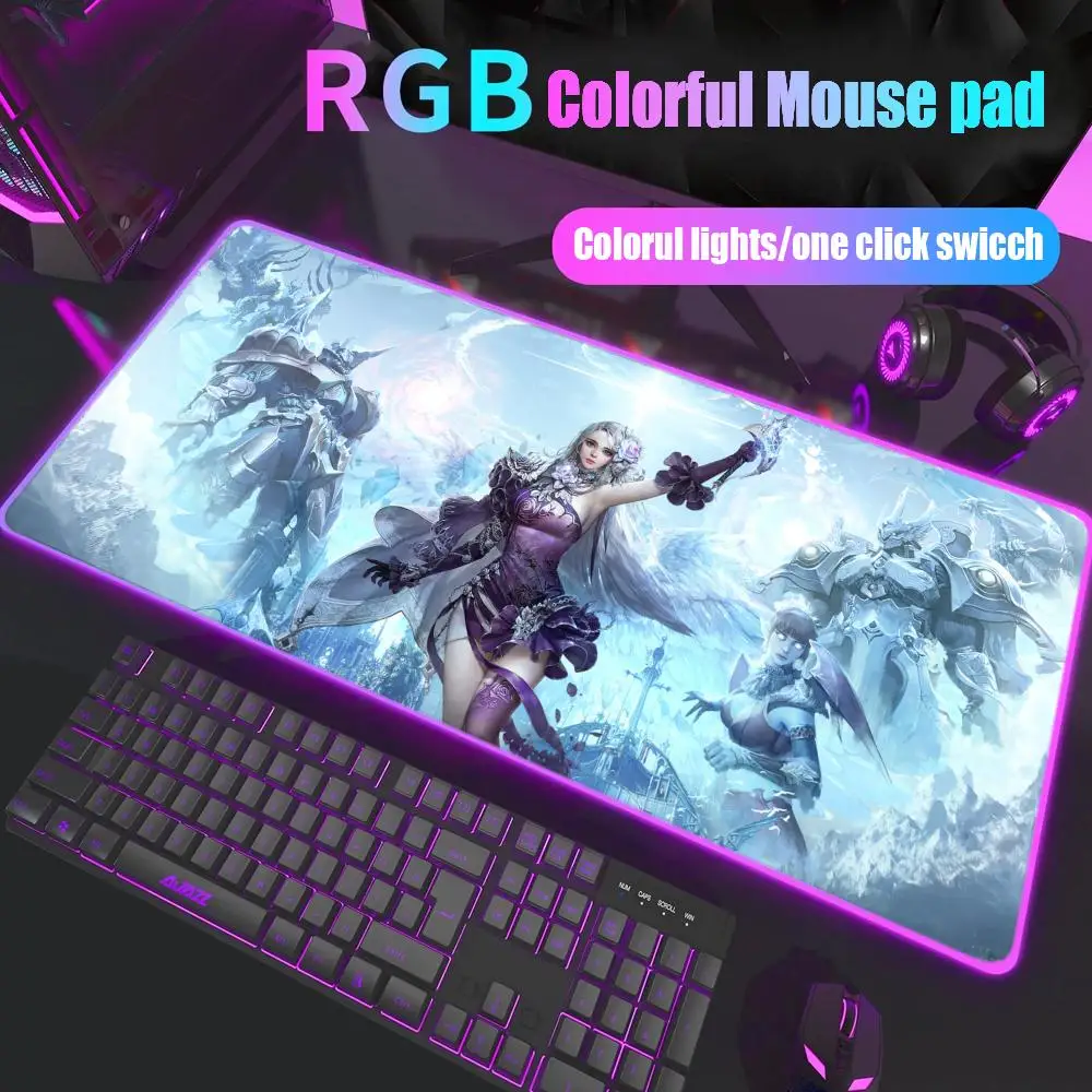 

Коврик для мыши Game Aion, геймерский настольный коврик RGB, подсветка, светодиодный коврик для мыши, игровые аксессуары, настольный коврик, большой коврик для мыши с подсветкой
