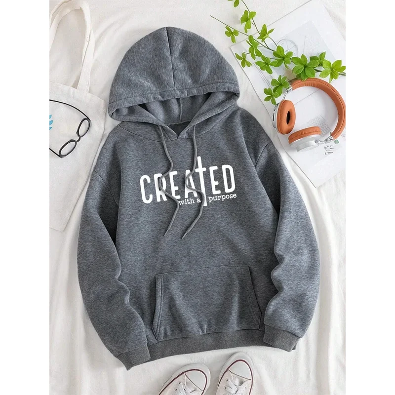 Created With At Purpose Hoodies Men Women Hip Hop Pullover Hoodie Pattern Fitness Sweatshirt Harajuku Oversized Hoody Couple