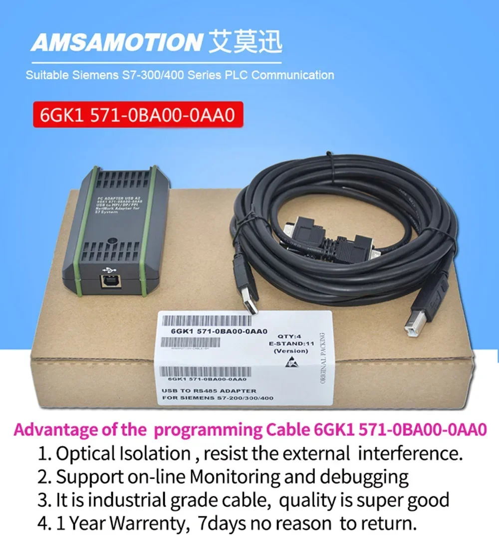 

6GK1 571-0BA00-0AA0 USB-MPI PPI Isolated Version Network PC Adapter For S7-200/300/400 PLC Programming Cable 0BA00