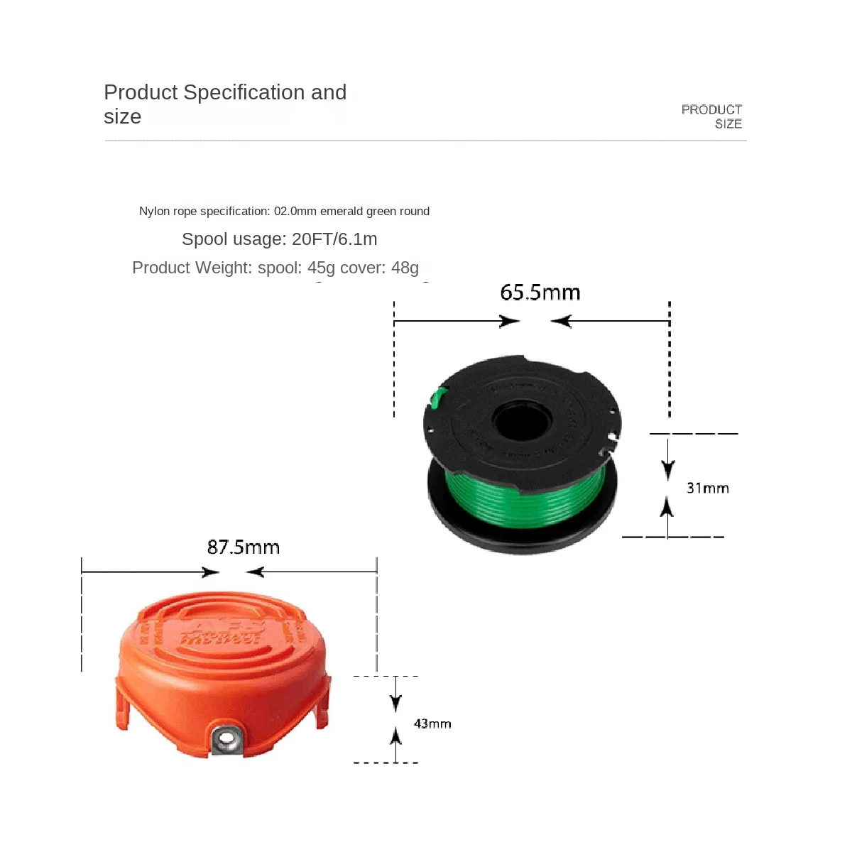 8pcs Rasenmäher Zubehör SF-080-BKP/90583594 Ersatz spule Mähkopf Mähseil