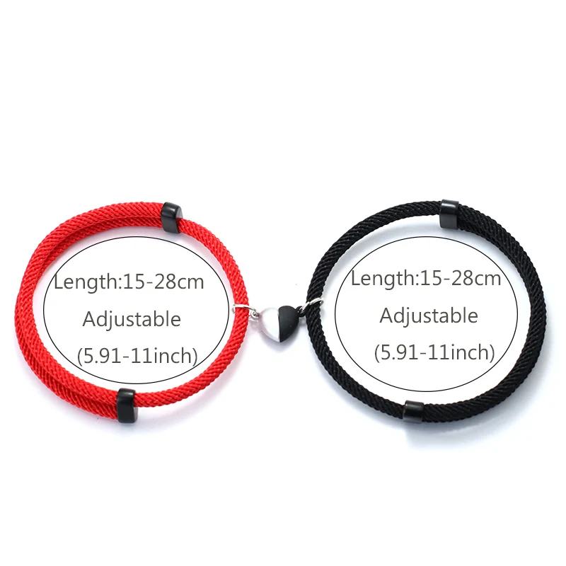 رومانسية 2 قطعة/المجموعة زوجين سوار الملابس والاكسسوارات القلب المشبك المغناطيسي انزلاق قابل للتعديل سوار عيد الحب هدية مجوهرات