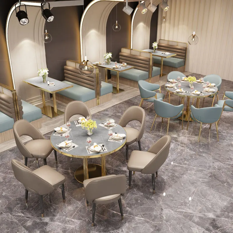 Factory Direct 2026 Modern Luxury Coffee Shop Sofa Restaurant Booth and Tables Custom Dubai Restaurant Furniture Sets