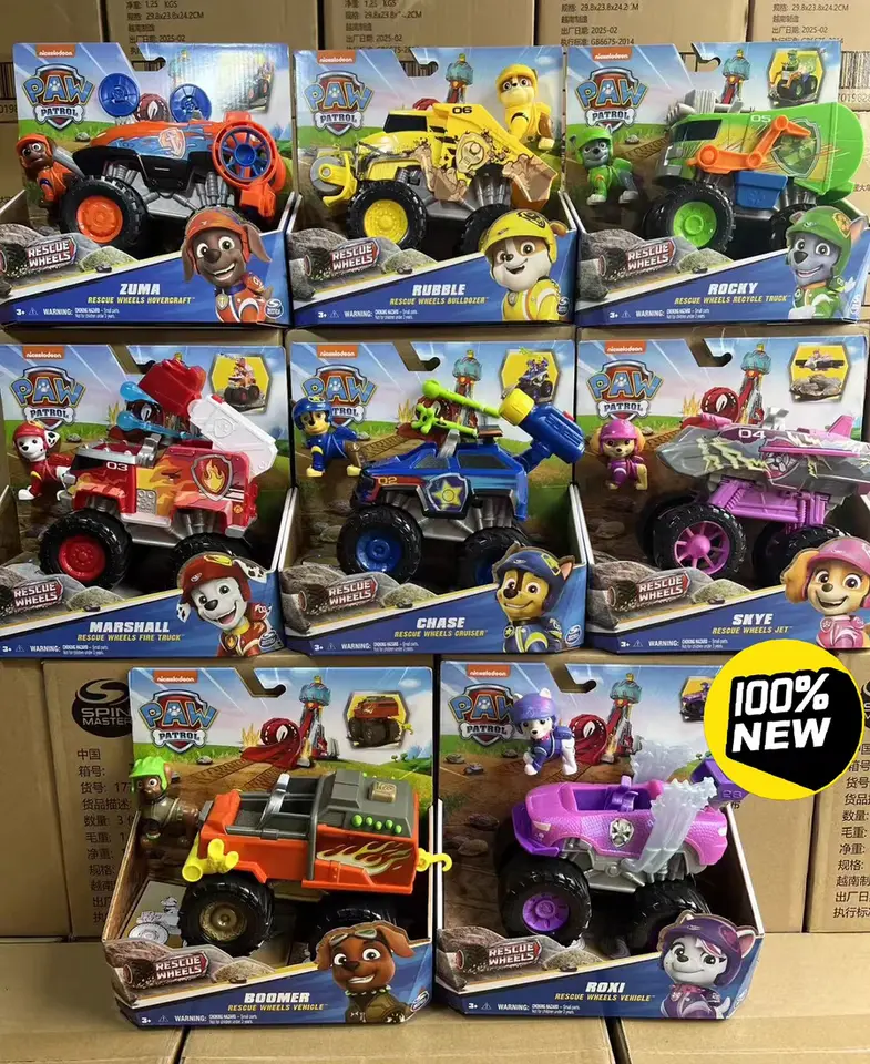 Original Paw Patrol Rescue Wheels Chase Marshall Rocky Roxi Skye Boomer Zuma Rubble Vehicle Toy with Collectible Action Figure - 2