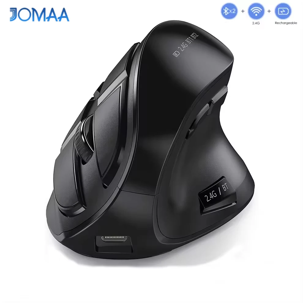 Jomaa Rechargeable Bluetooth Wireless Vertical Mouse Optical Multi-Purpose 2.4G Compatible with Apple Mac And Windows Computers
