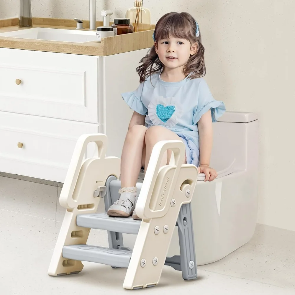 Taburete plegable para niños pequeños, con mango de seguridad mejorado, escalera antideslizante, taburete de mostrador para niños pequeños, utilizado para lavabo de baño