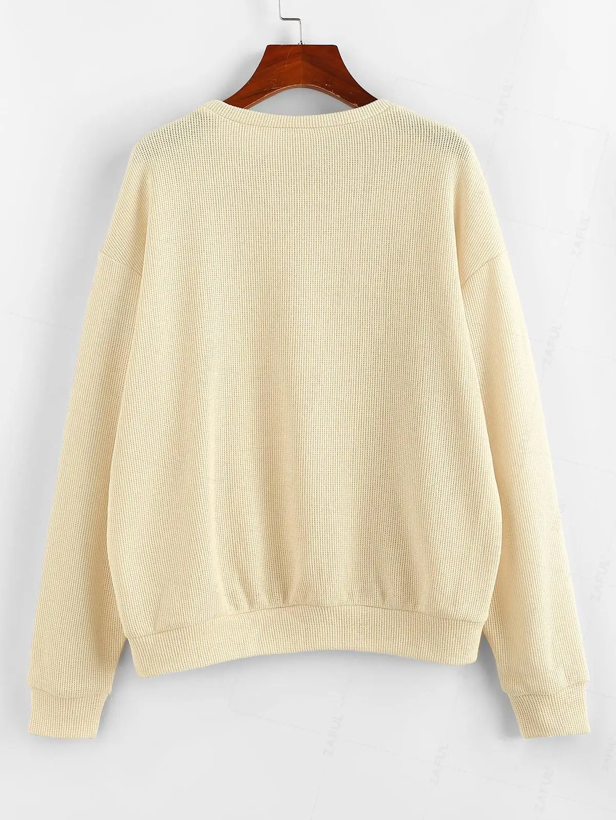 ZAFUL Plain Drop Shoulder Loose Knit Sweatshirt