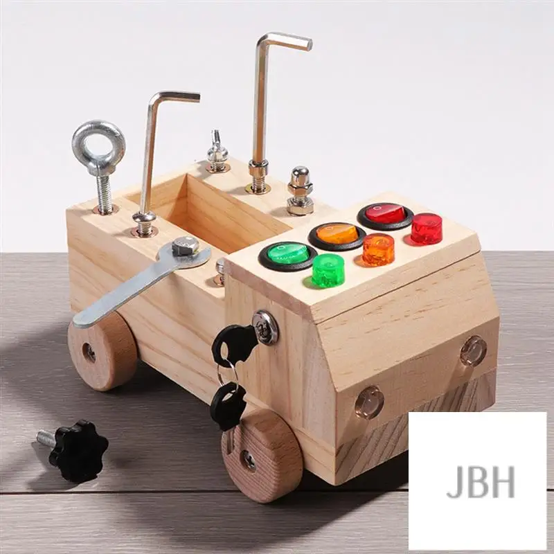 

WJ-Wooden LED Switch Busy Board Disassembly And Assembly Screws And Nuts Tool Set Car Montessori Early Education Puzzle Set
