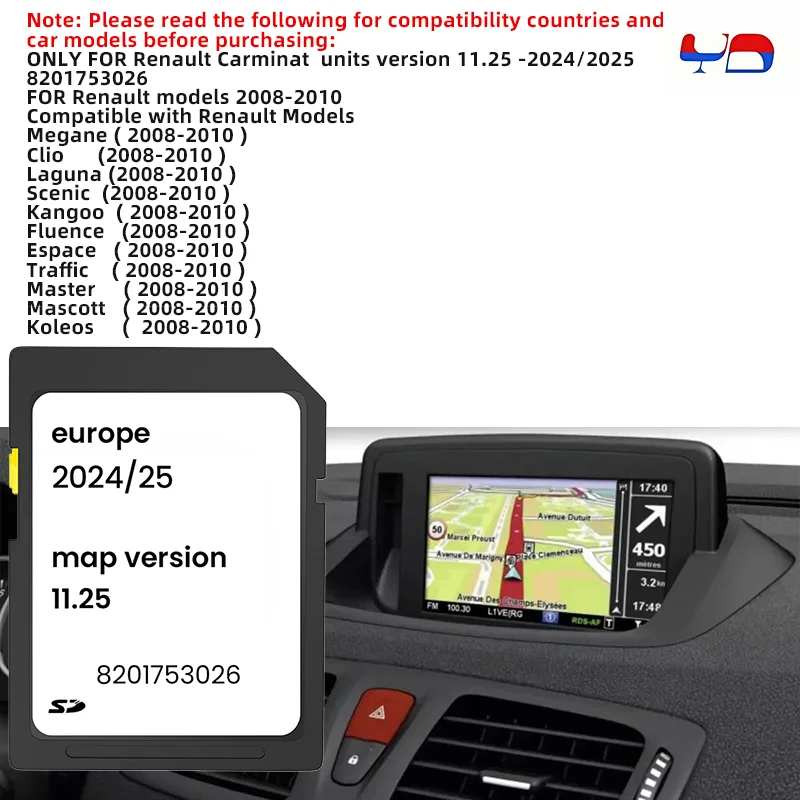 

For Renault CARMINAT Navigation Sat Nav Map 8201753026 2024-2025 UK+EUROPE ver. 11.25
