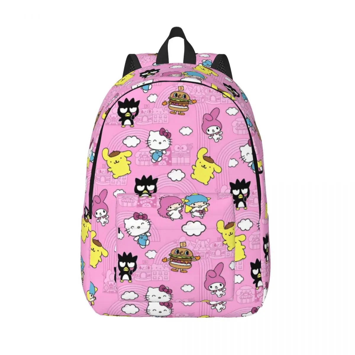 

Hello Kitty Burgers Happy Cool Backpack Durable High School Business Cute BADTZ-MARU Daypack for Men Women Laptop Shoulder Bag