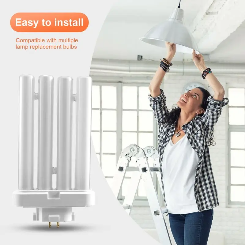 ABKL-220V 27W 4 Pin Rows 6500K Double-H Quad Tube Compact Fluorescent Lamp Light Bulb