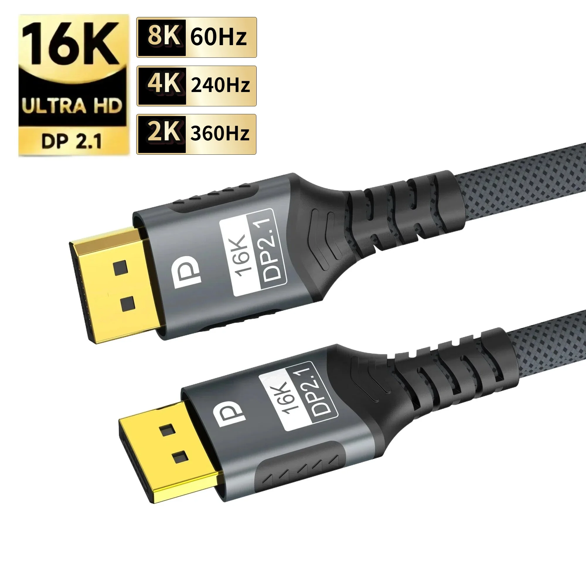 Cable 16K DP 2.1 54Gbps 8K@60Hz 4K@240Hz 2K@360Hz Cable DisplayPort de alta velocidad de actualización para monitor de juegos PC portátil
