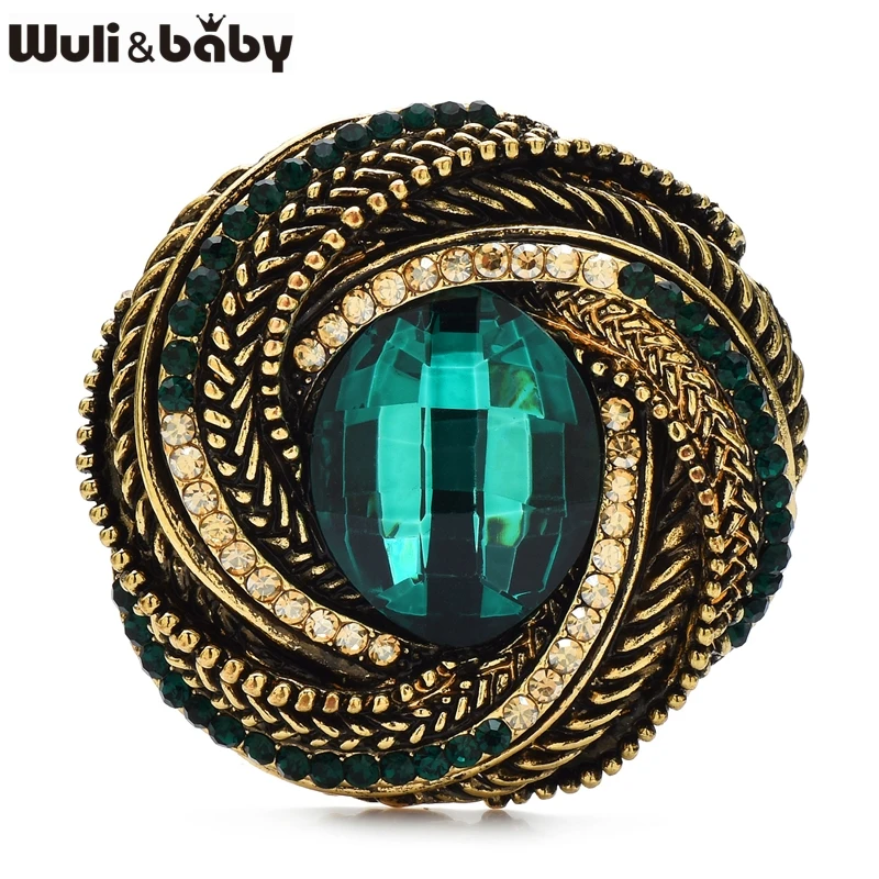 

Wuli&baby Vintage Crystal Round Brooches For Women Unisex 2-color Rhinestone Elegant Party Office Clothes Brooch Pins Gifts