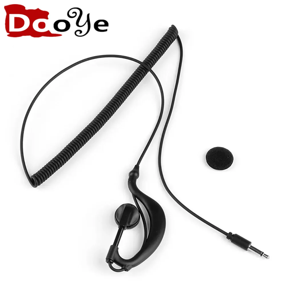 3.5 Mm Single Earpiece Ear-hook Earphone With Spiral Cable Walkie Talkie Headset Polices Military Earphone