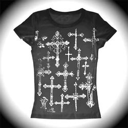 Y2k Crop T Shirts letter graphics aesthetic Women Crop Top Harajuku Streetwear Slim Tshirt Summer Sexy Party Femme Women Clothes
