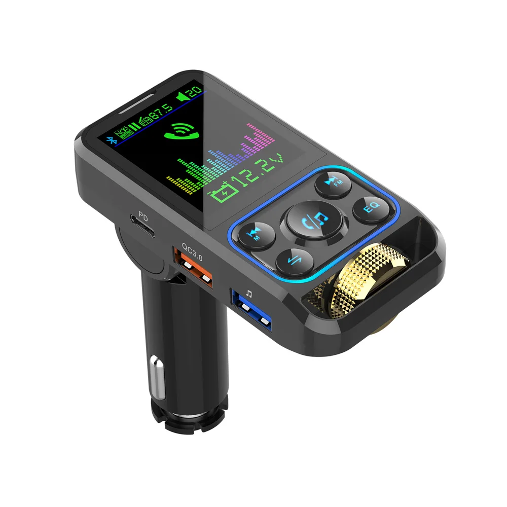 FM Transmitter Car Bluetooth 5.3 Handsfree AUX Audio Receiver QC3.0 PD 30W Fast Charging MP3 Player Modulator Wireless Display