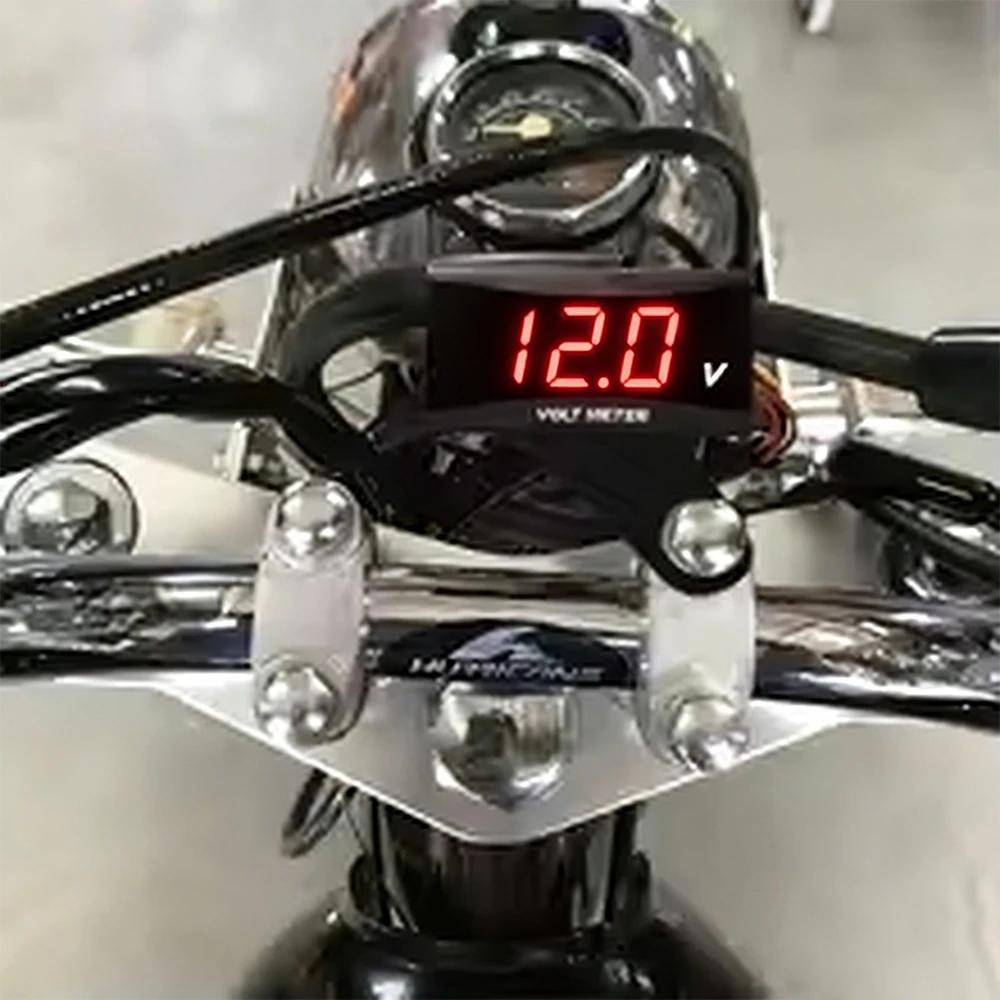 Red Motorcycle Mini Voltage Meter Voltmeter 0-20V LED Digital Display Waterproof Voltage Tester Modified Accessories