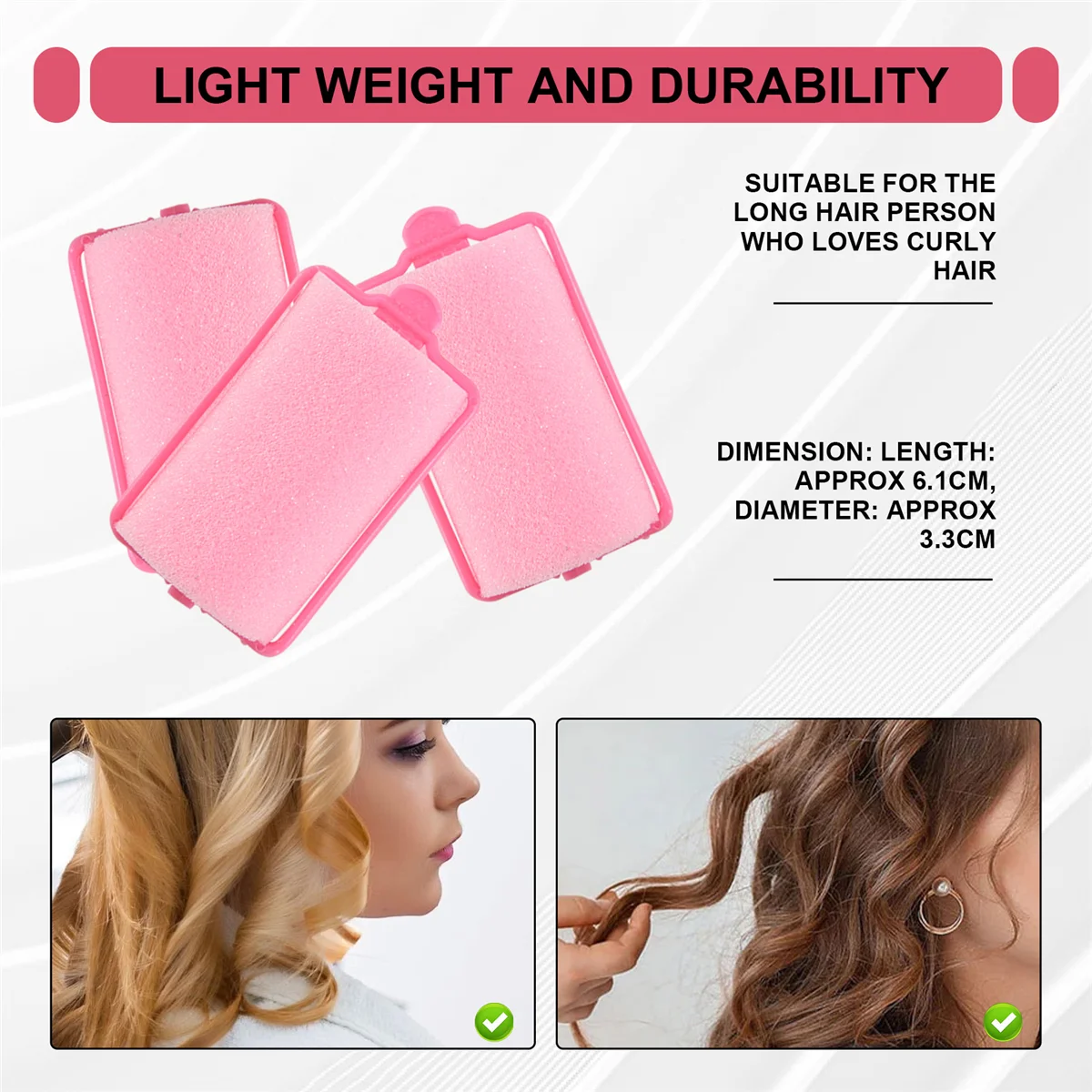 

YDSC 12Pcs dark pink Hair Styling Soft Foam Sponge Rollers Curlers Hairdressing Tool