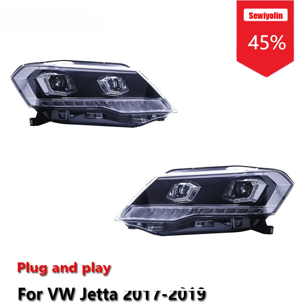 

Sewiyolin автомобильные светодиодные фары в сборе для Volkswagen Jetta 2017-2019 противотуманные фары DRL тормозной указатель поворота Plug and Play