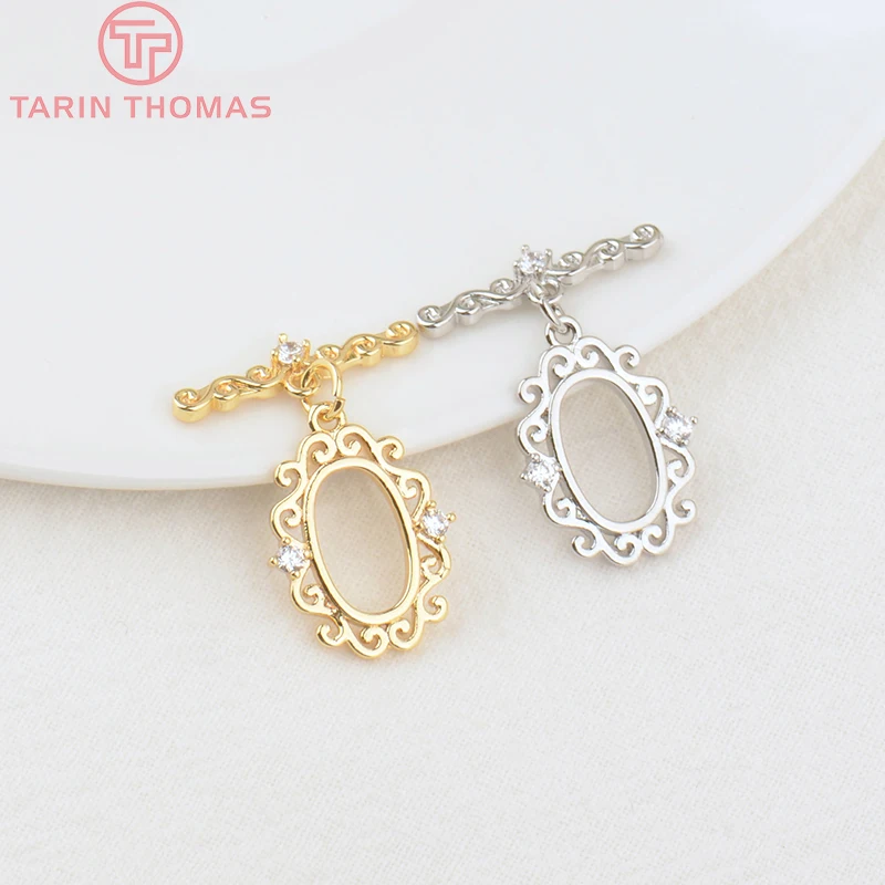 

(3254) 6 комплектов, латунь с покрытием 24-каратного золота и цирконом, овальный браслет с ретро-узором, застежки-переключатели, качественные ювелирные аксессуары своими руками