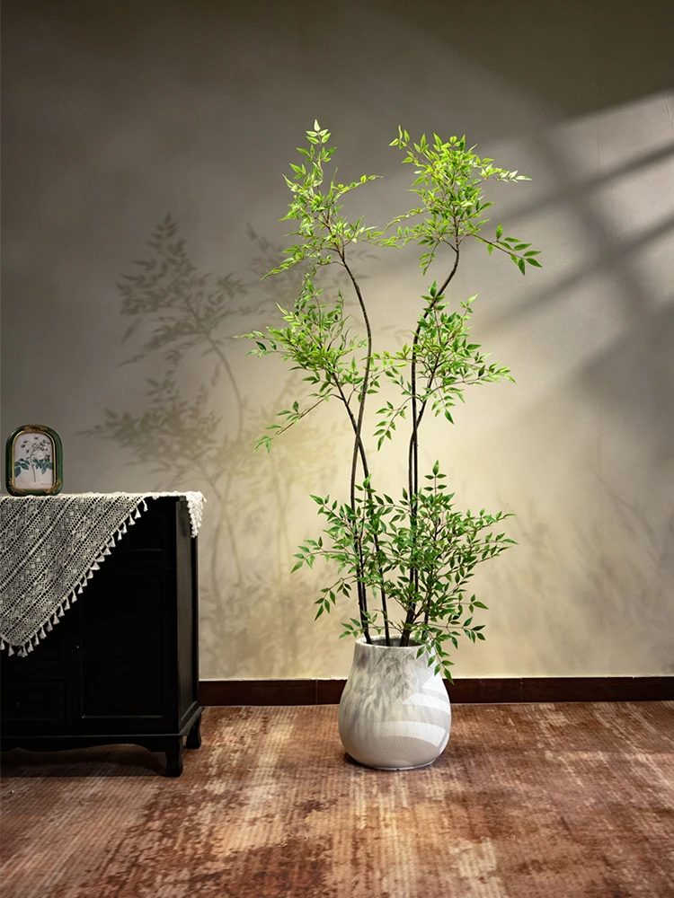 Bamboo Simulation Green Plant High-end Light Luxury Indoor Living Room Bionic Flower False Tree Large Floor Potted Plant