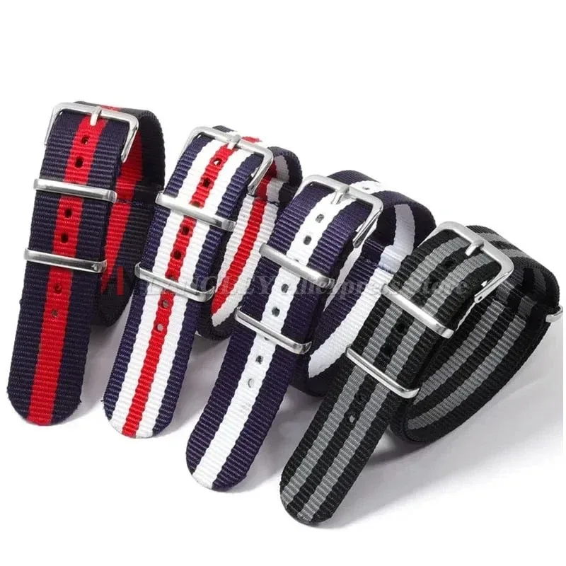 16mm 18mm 20mm 22mm Nylon Army Sports Band Fabric Belt Accessories Belt Pins Buckle Bands Black Watch Strap for Omega for Seiko image 3