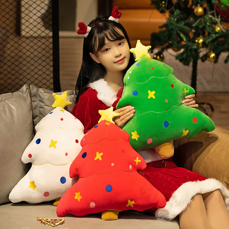 

50x40cm Green Christmas Tree Plush Pillow Ultra Soft Back Support Plushie Sofa Chair Decoration Cushion Party Prop Gift