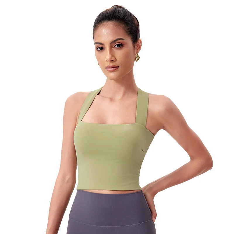عبر حزام تصميم اليوغا تانك القمم المرأة اللياقة البدنية المحاصيل الأعلى للصدمات التدريب الرياضي أكمام الرياضة الصالة الرياضية القمم صدرة للجري واسعة