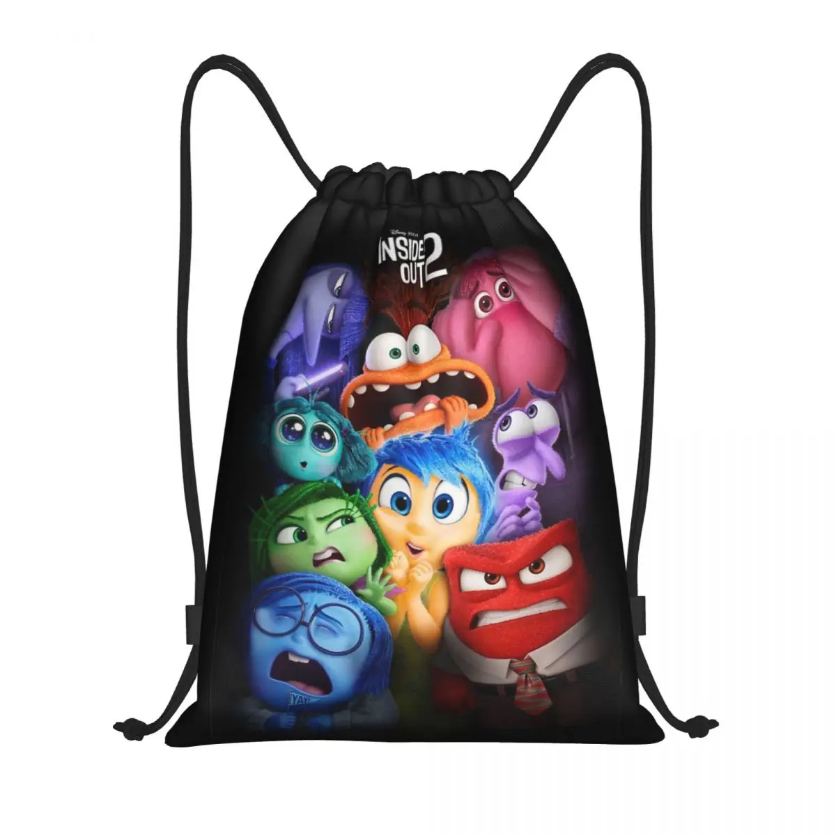 Inside Out Emotions Anger Drawstring Backpack Sports Gym Sackpack Cartoon String Bag for Cycling